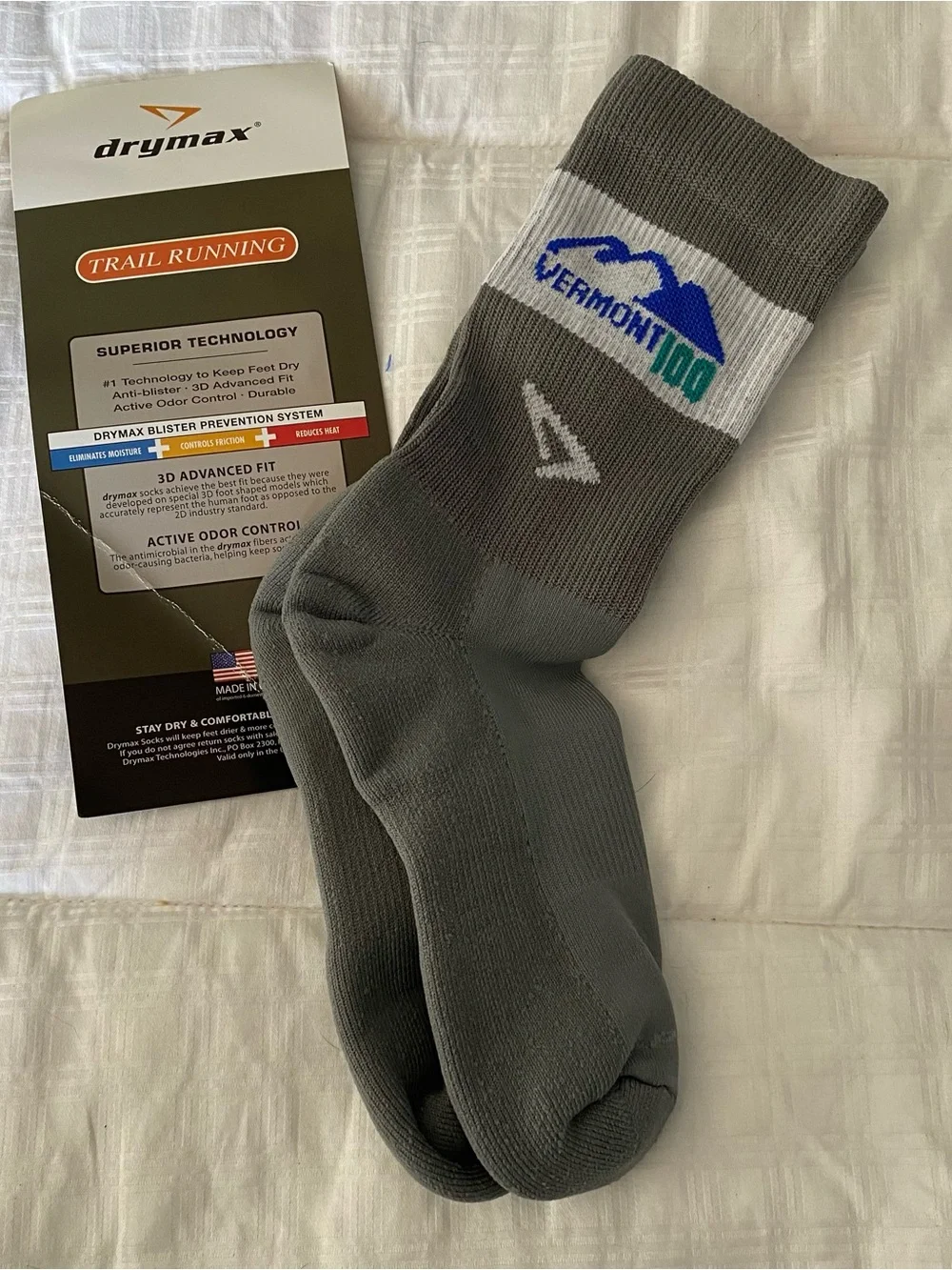 Drymax 1/4 Crew Socks Unisex Size S Dark Gray Sport Trail Running “VT 100” Event